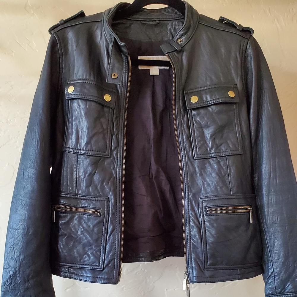 Michael Kors Black Leather Jacket, M